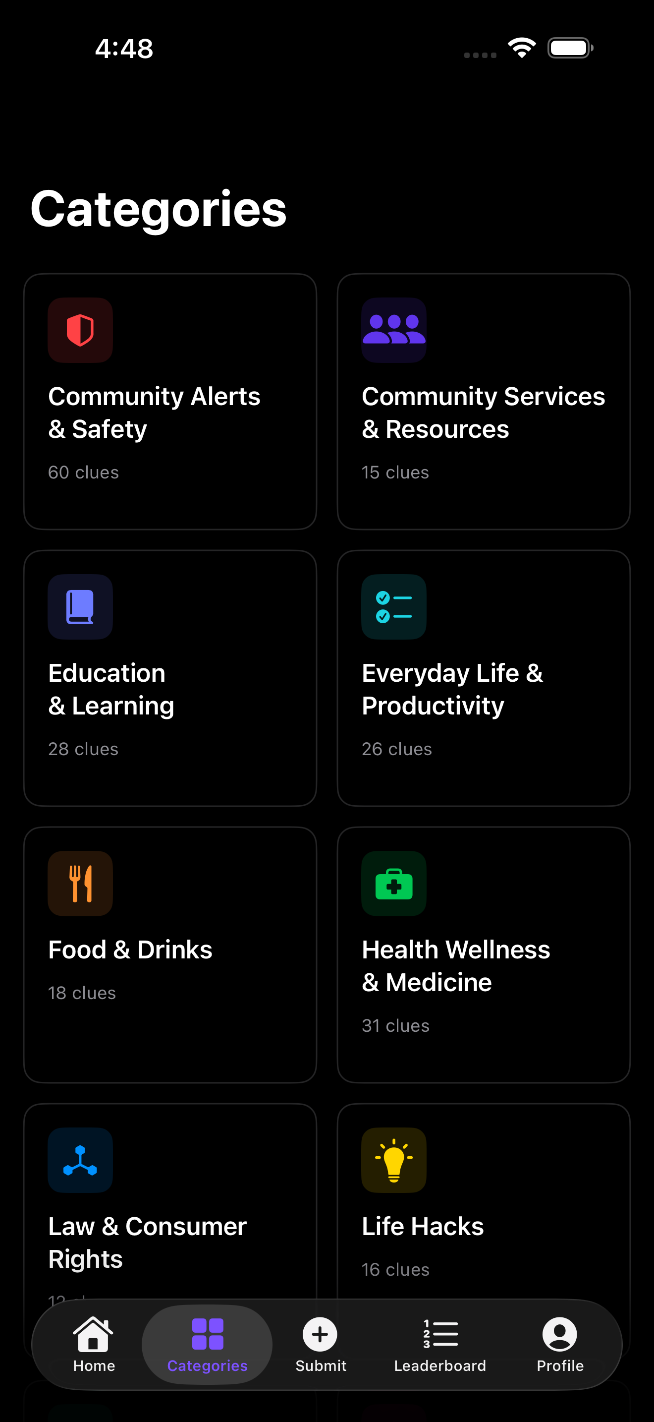 GotAClue Categories